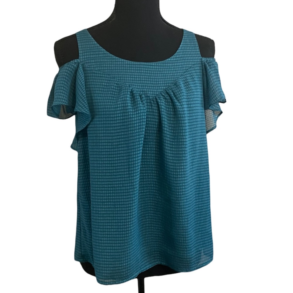Maeve by Anthropologie Tavin Cold Shoulder Ruffle Plaid Top NWOT